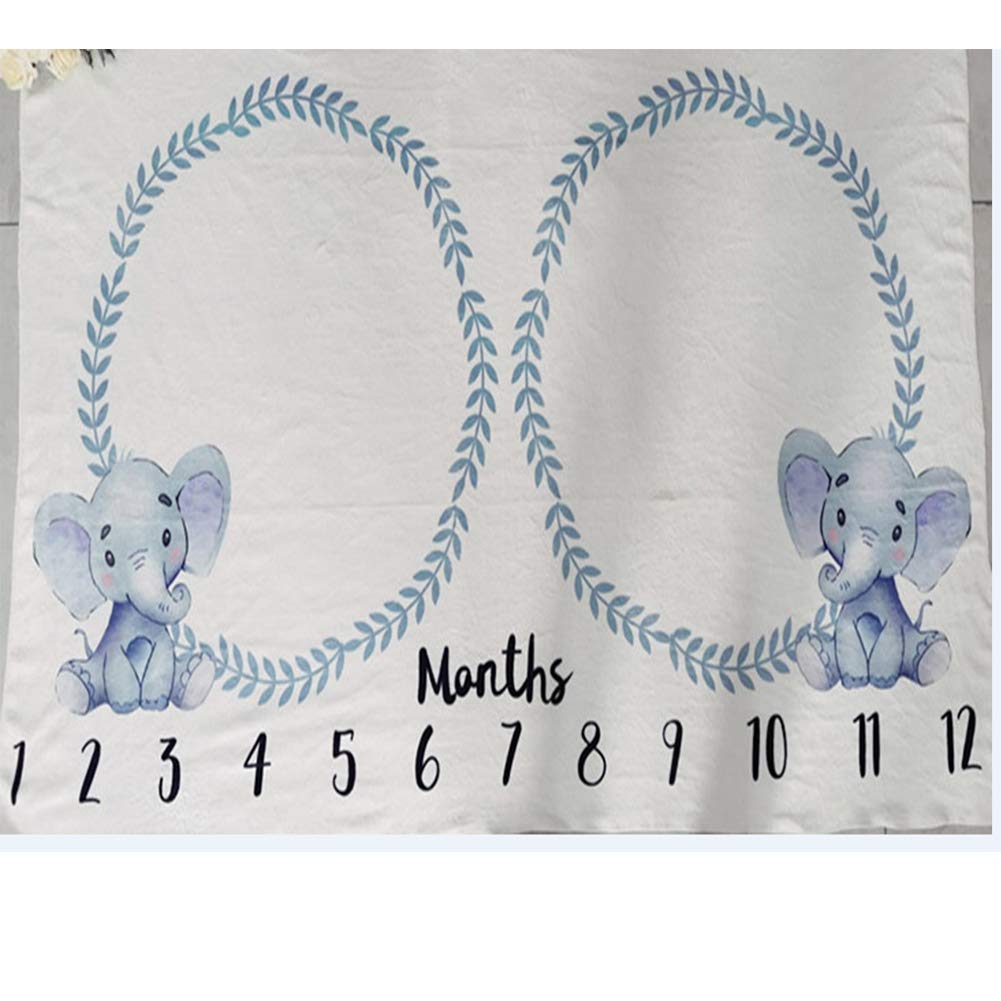 Citihomy baby monthly blanket twin blue elephant frame setup for milestone photos