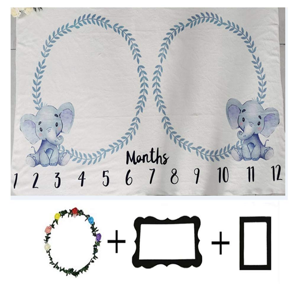 Citihomy blue elephant blanket used as prop in newborn photo shoots