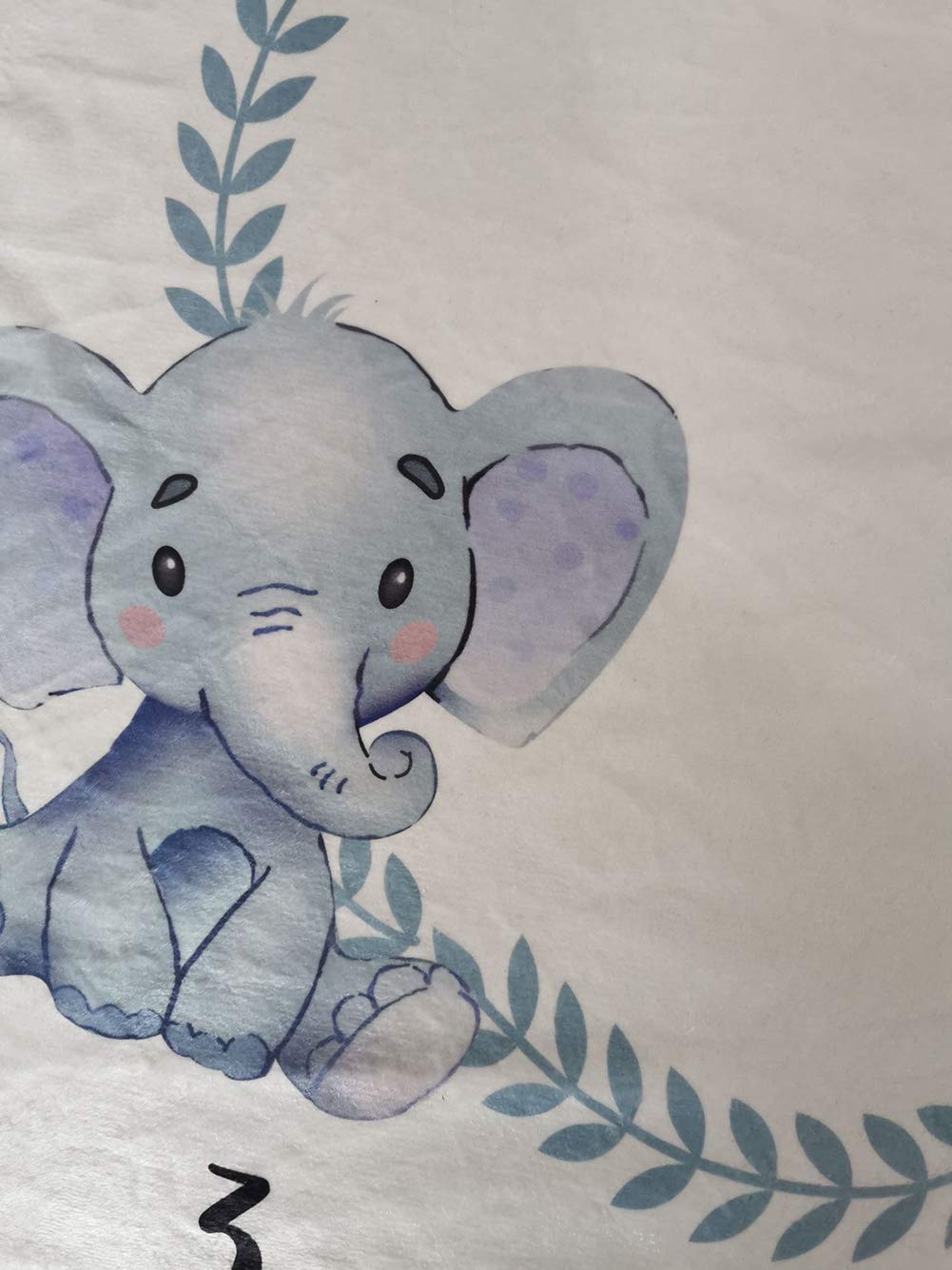 Citihomy blue elephant nursery blanket shown with wreath frames for keepsake photos