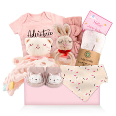 citychalet unique pink baby girl gift box ready for gifting at celebrations.