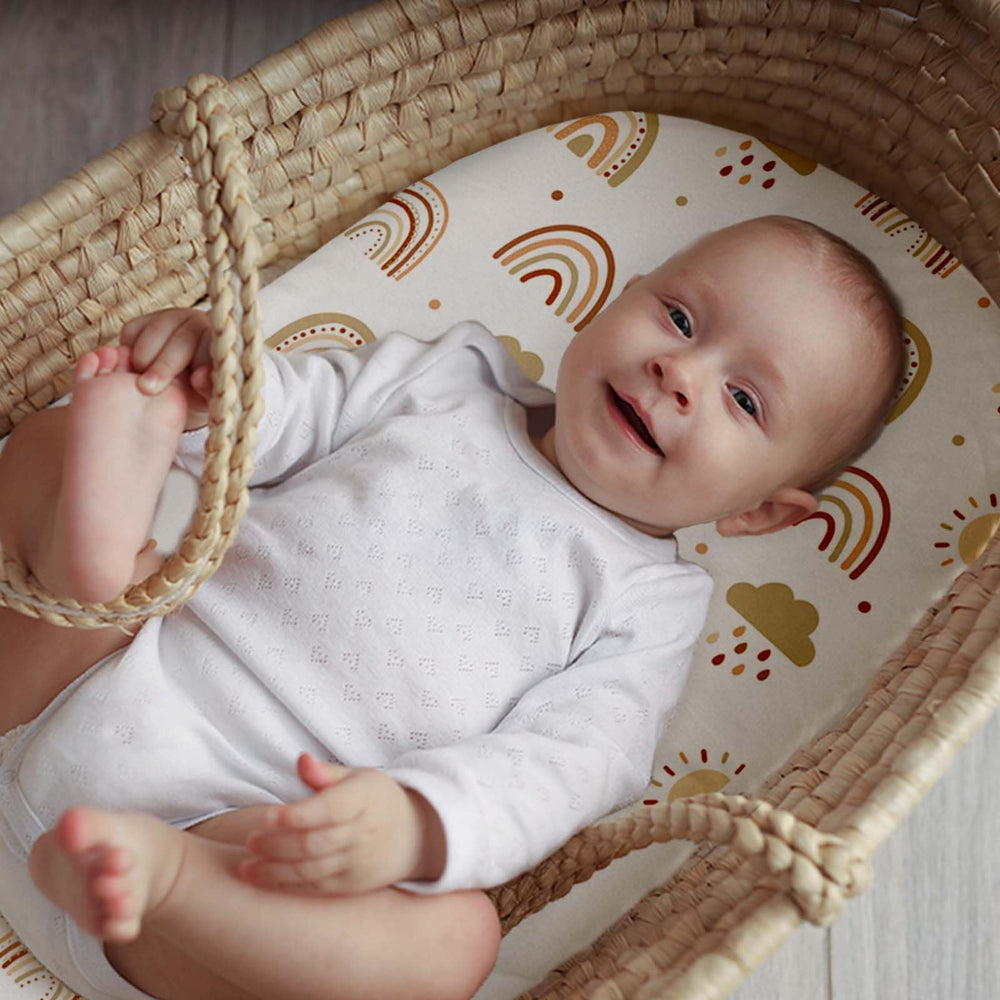 Civarua Kids bassinet sheets with 360° elastic band for snug fit.