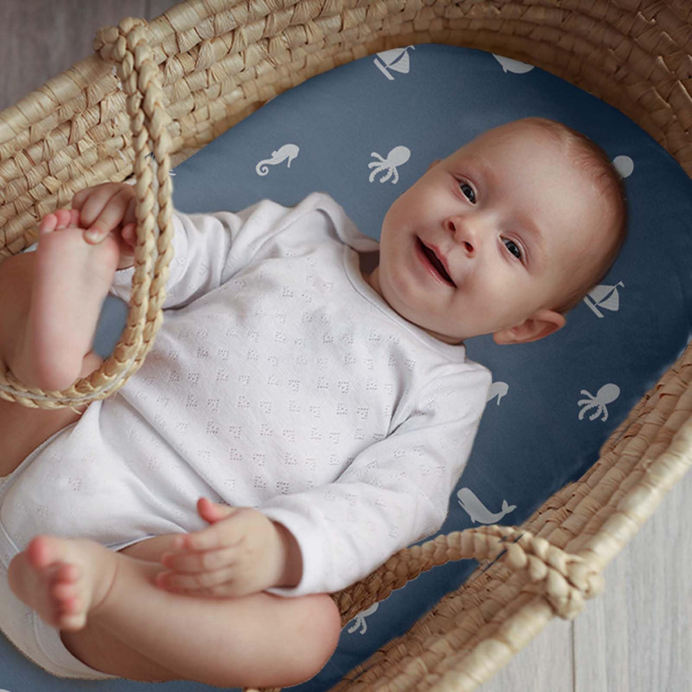 Civarua Kids 3-pack fitted sheets show universal fit for all bassinet shapes.