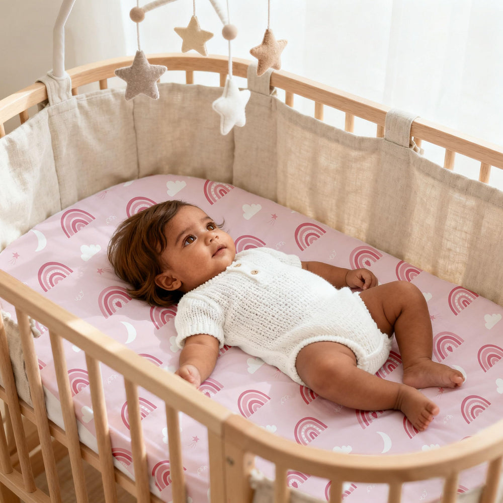 Civarua Kids bassinet sheets 360 elastic band demonstrates secure fit