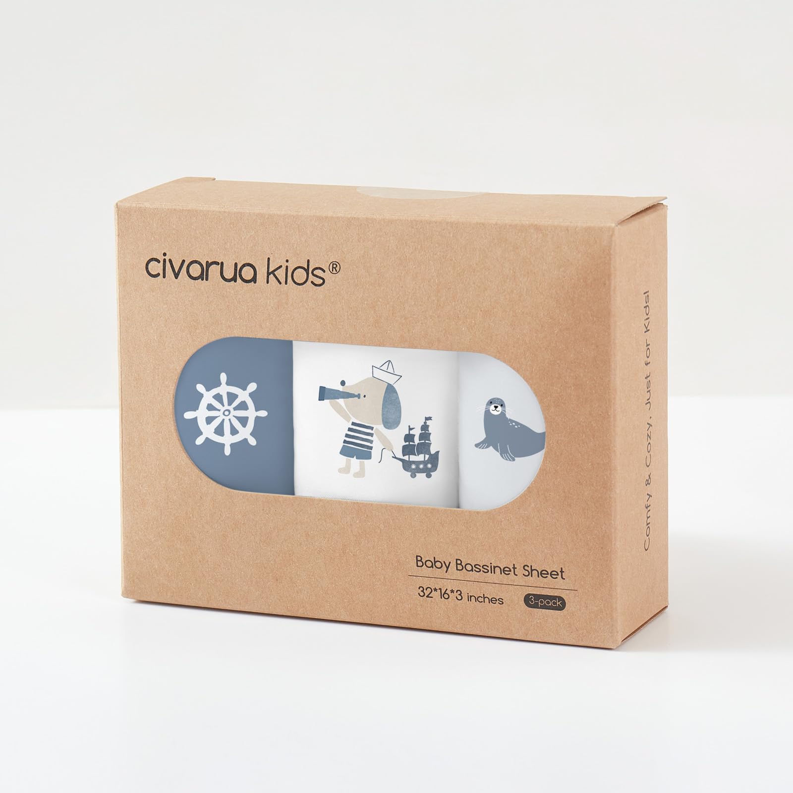 Civarua Kids blue ocean sailor fabric feels soft and breathable for naps.