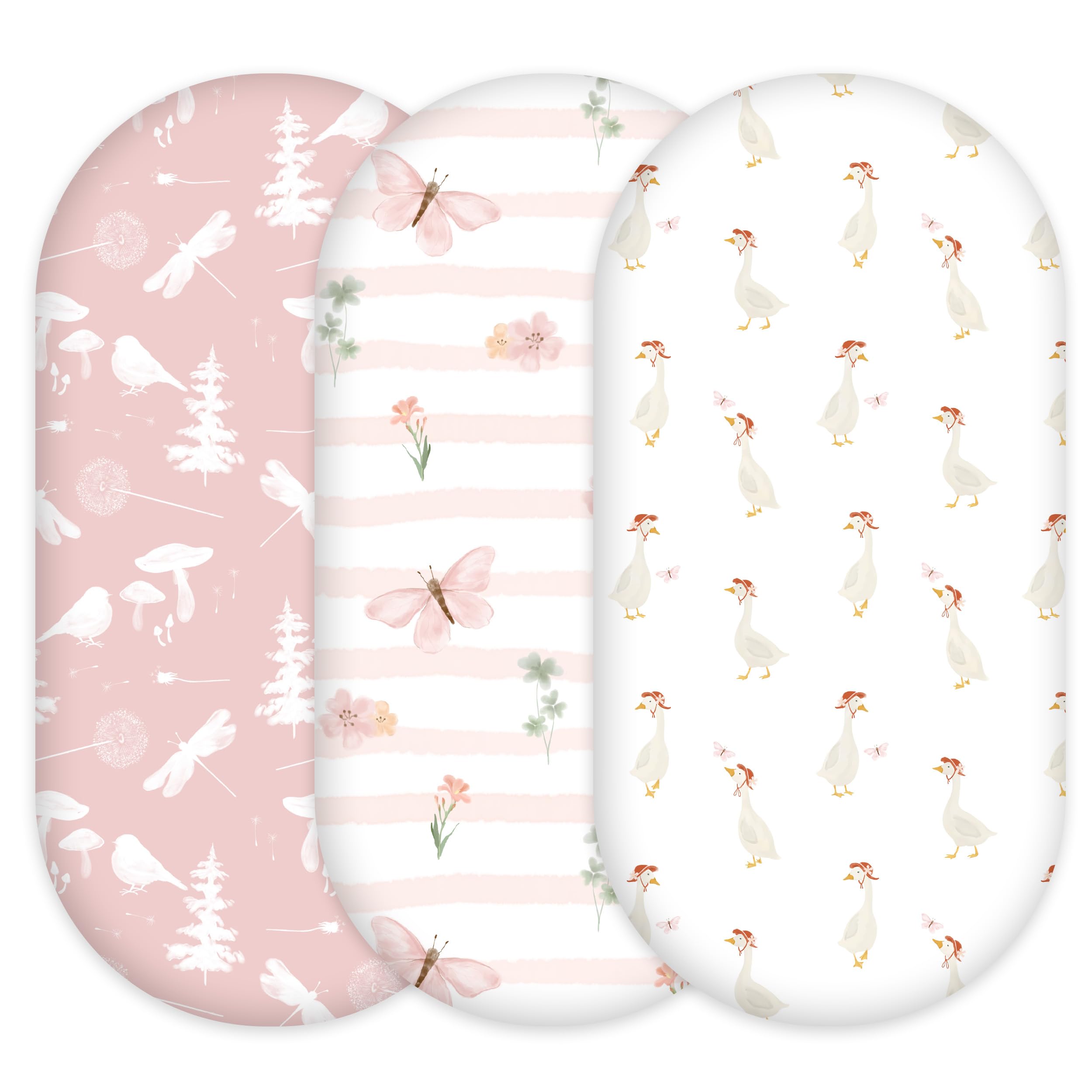 Civarua Kids pink butterfly sheets folded, showing soft breathable fabric for year-round comfort