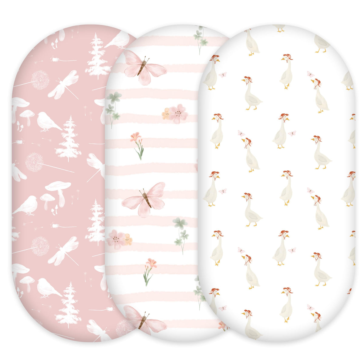 Civarua Kids pink butterfly sheets folded, showing soft breathable fabric for year-round comfort