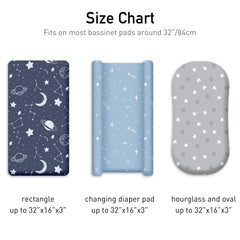 Civarua Kids bassinet sheets demonstrate universal fit on rectangle mattress
