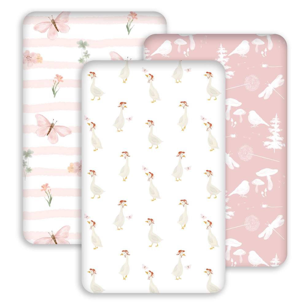Civarua Kids bedside sleeper sheets 3-pack neatly arranged for quick changes and storage