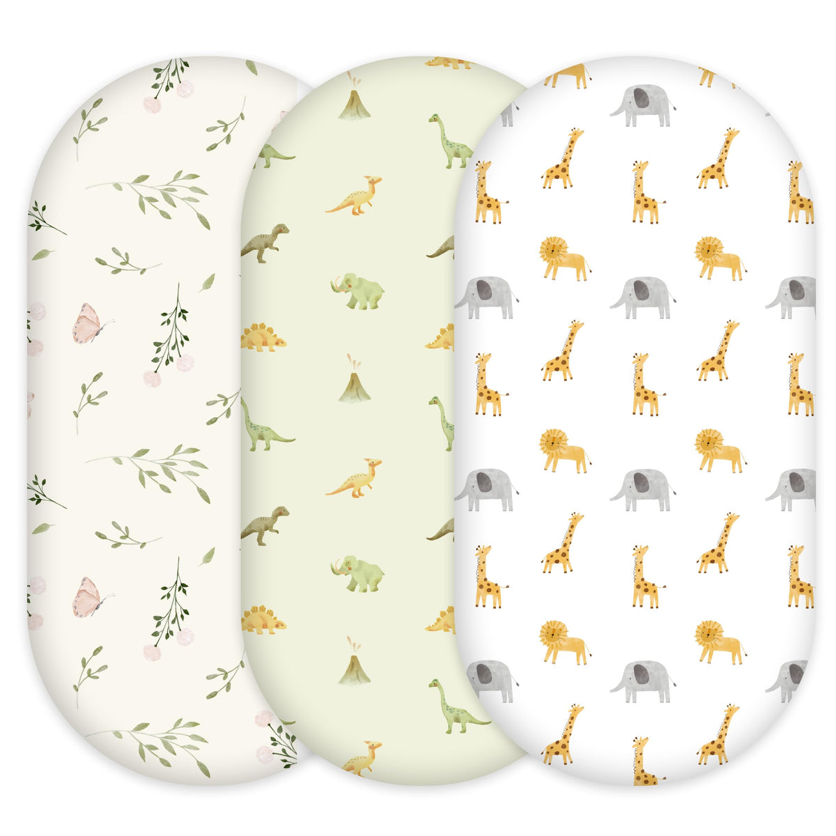 Civarua Kids dinosaur-elephant sheet close-up, showing soft breathable fabric for baby's skin