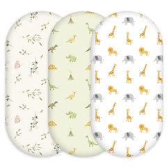 Civarua Kids dinosaur-elephant sheet close-up, showing soft breathable fabric for baby's skin