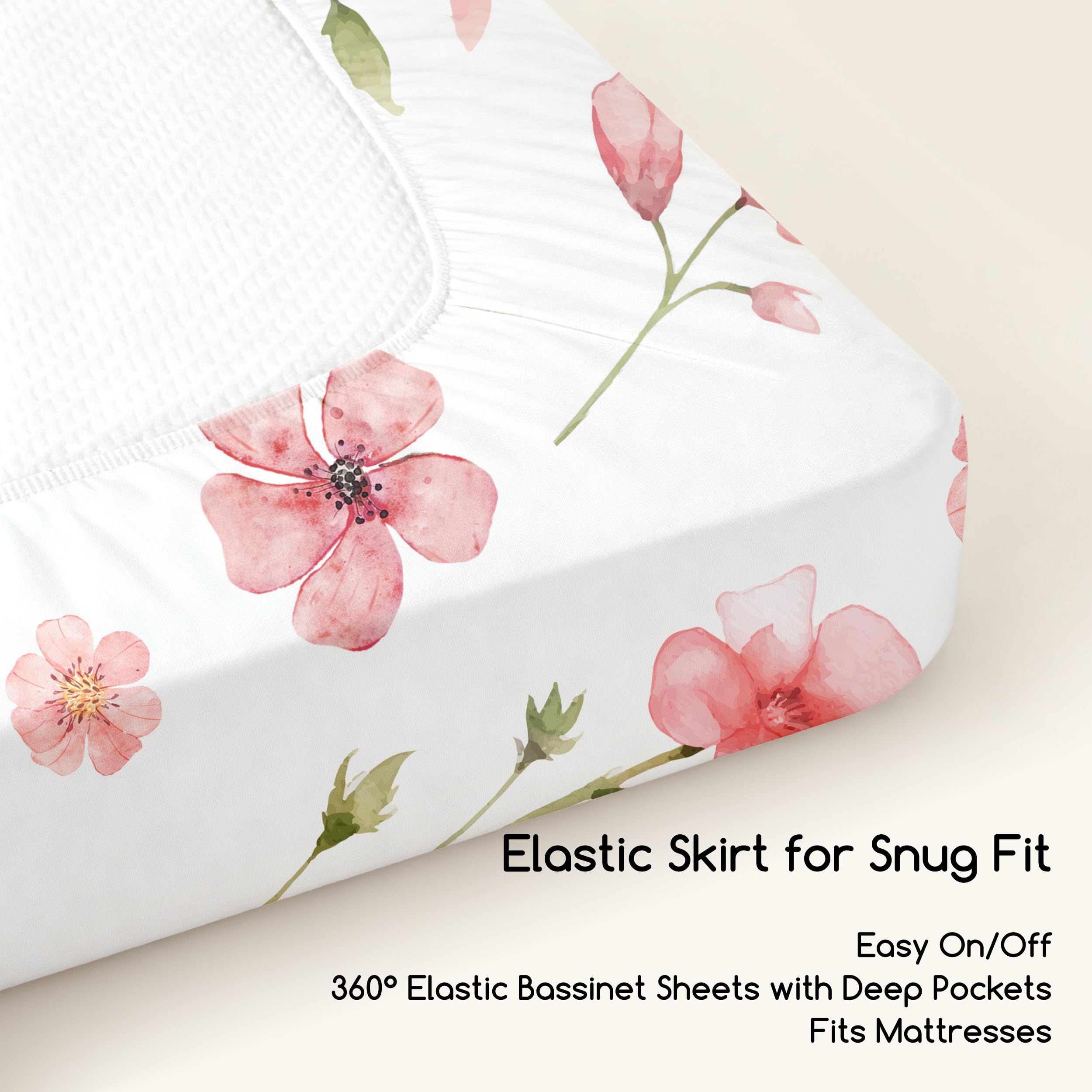 Civarua Kids easy-care durable fabric resists wear on bassinet sheets.