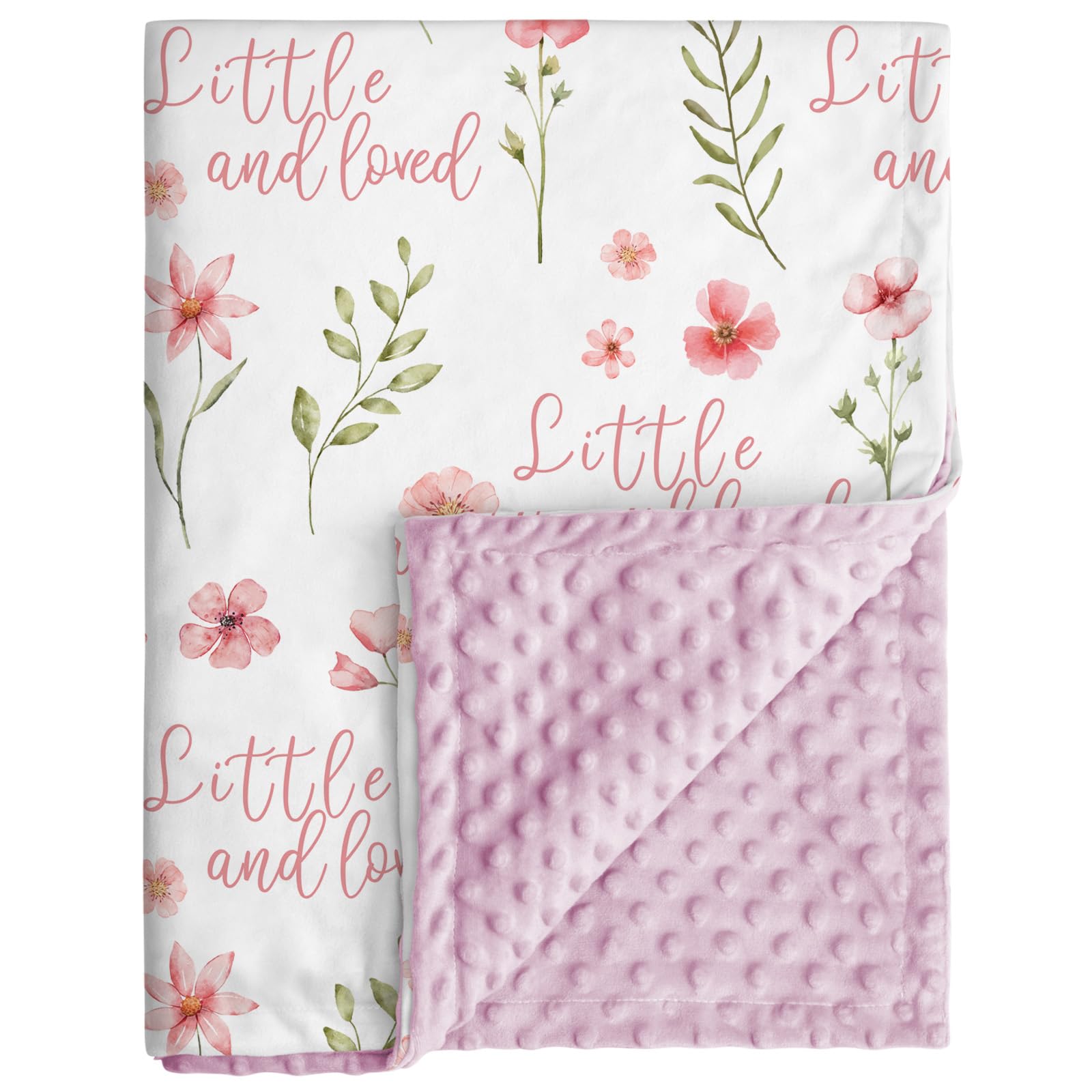 Civarua Kids floral blanket pink close-up shows ultra-soft double-layer plush backing for cozy warmth.