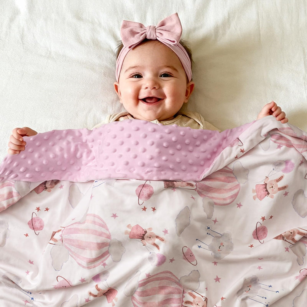 CIVARUA KIDS Minky blanket pink balloons design enhances nursery decor with whimsy