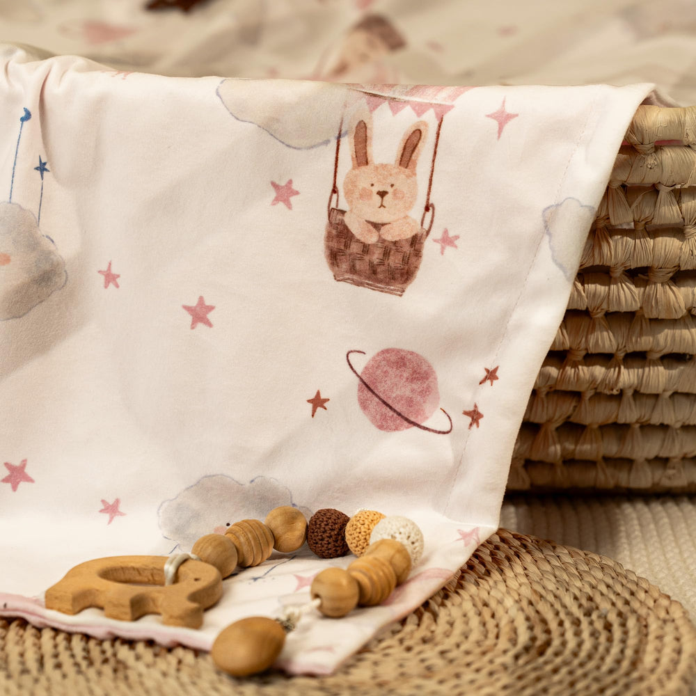 CIVARUA KIDS Minky blanket pink clouds pattern feels soft and breathable year-round