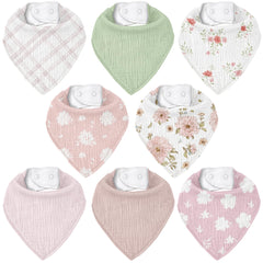 CIVARUA KIDS muslin baby bibs 8-pack flatlay showing coordinated outfits and drool protection.
