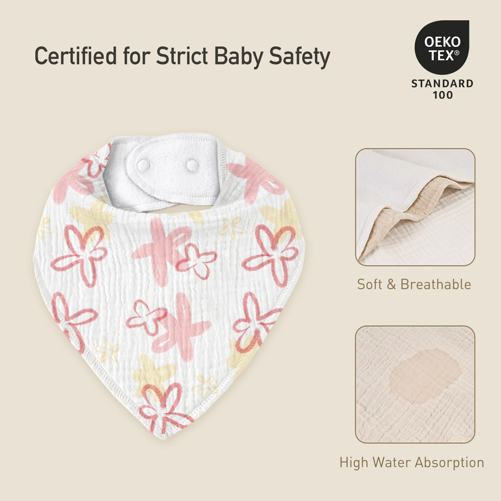 Civarua Kids muslin bibs 8-pack back view shows soft moisture-wicking backing