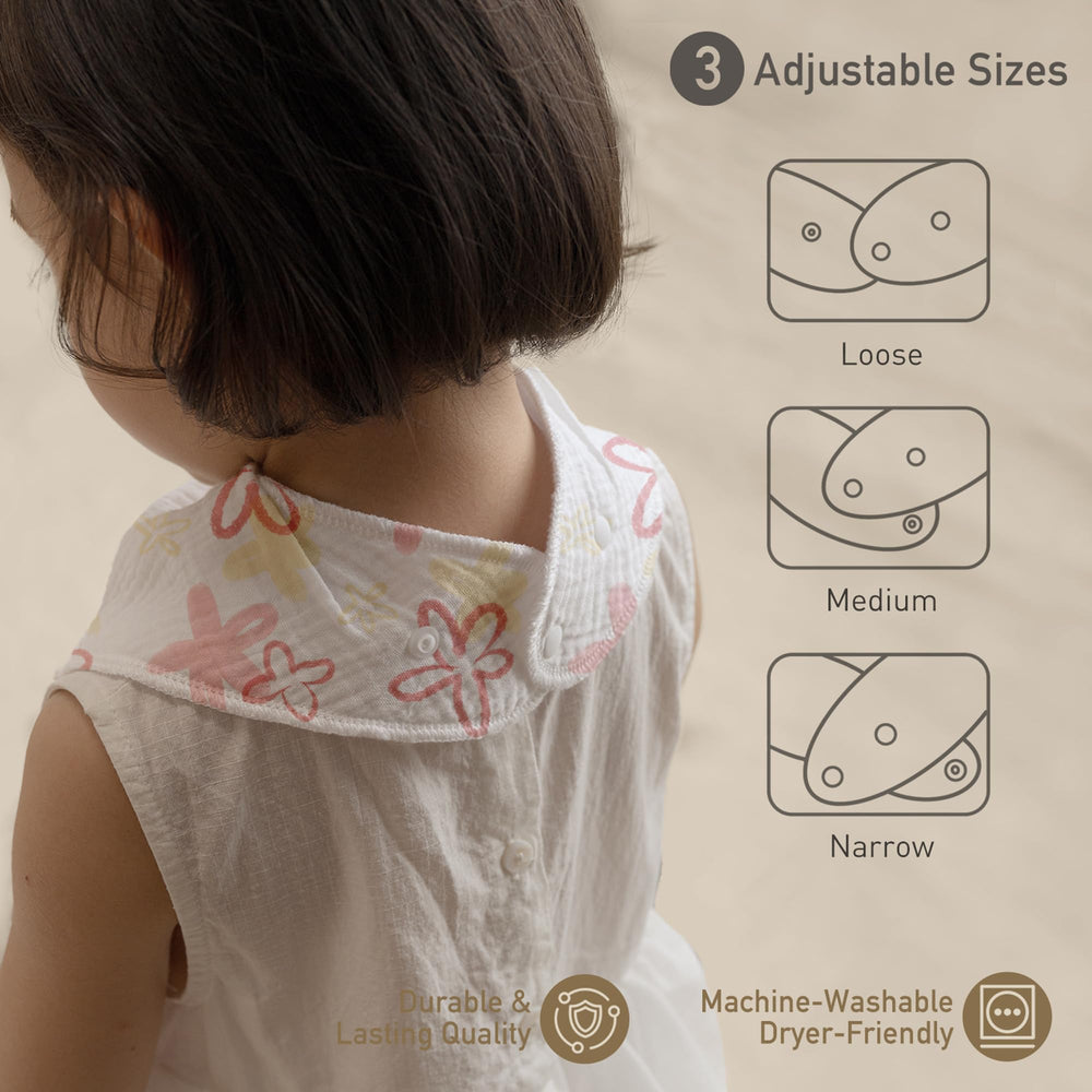 Civarua Kids muslin bibs 8-pack on baby during feeding demonstrates drool control