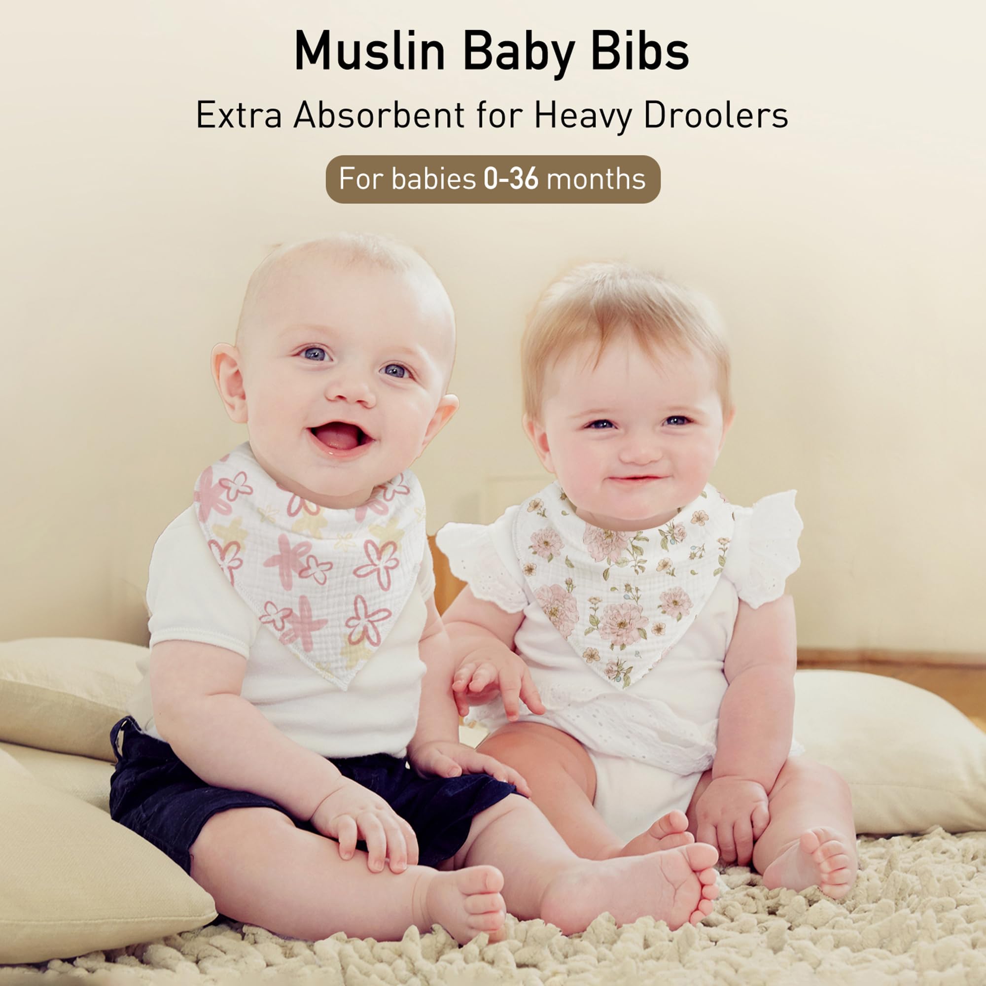 Civarua Kids muslin bibs 8-pack pattern variations with versatile unisex styling