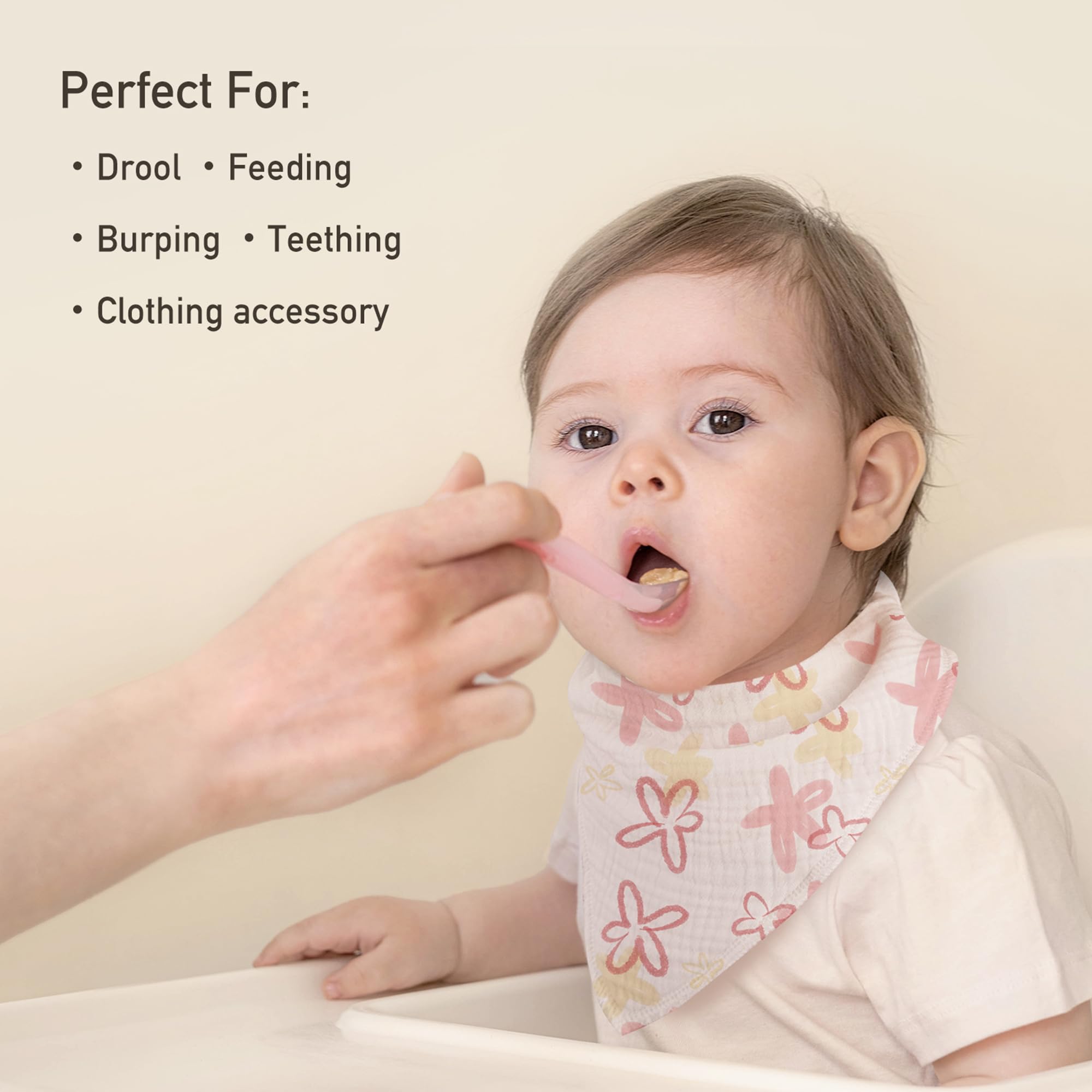 Civarua Kids muslin bibs 8-pack closeup shows breathable texture and skin-friendly softness