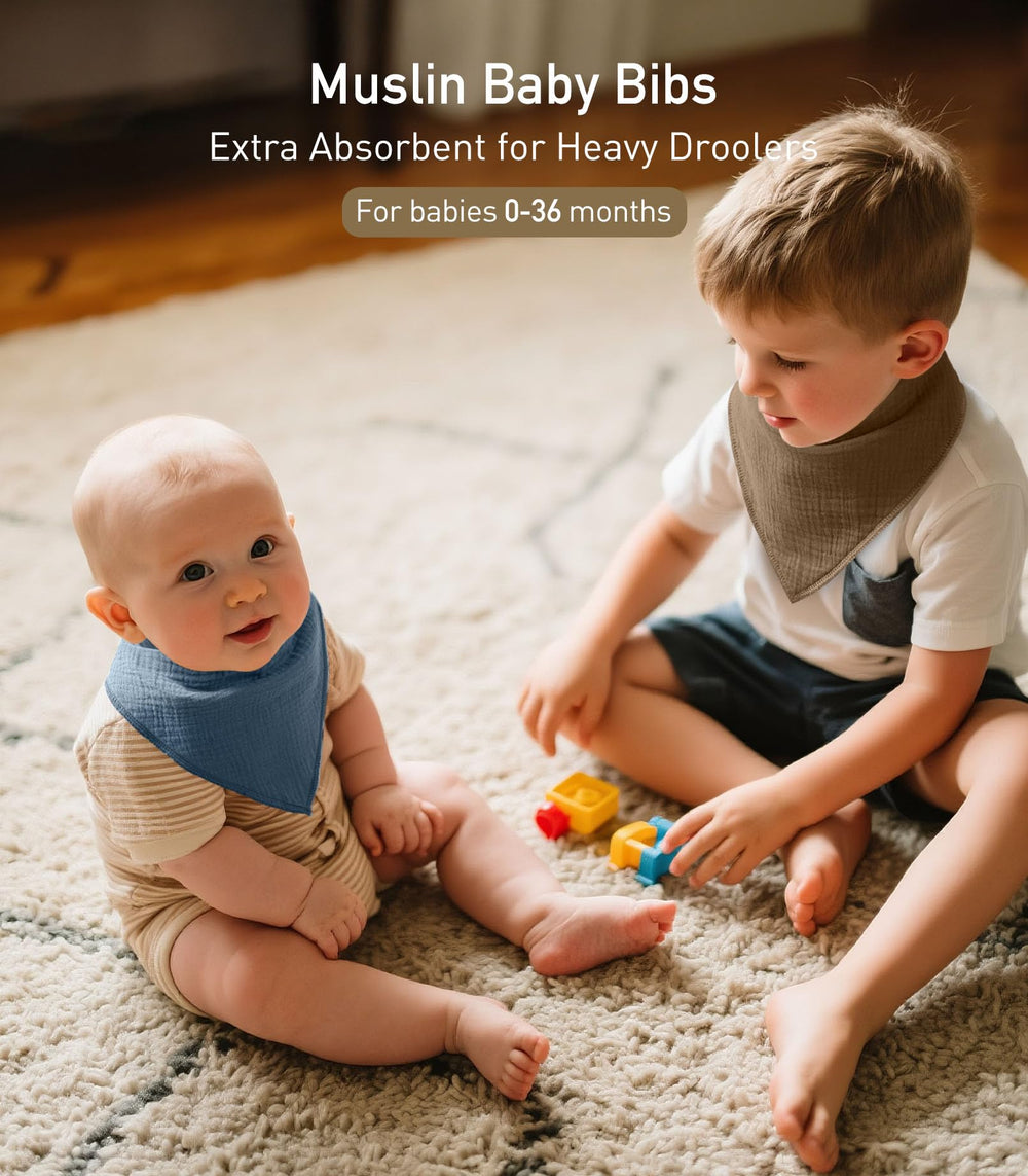 Civarua Kids muslin bibs adjustable snaps — fits 0–36 months for growing babies.
