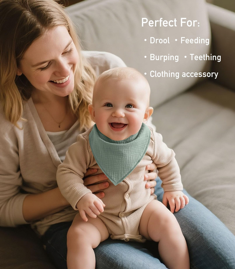 Civarua Kids muslin bibs soft front — breathable drool protection during teething.