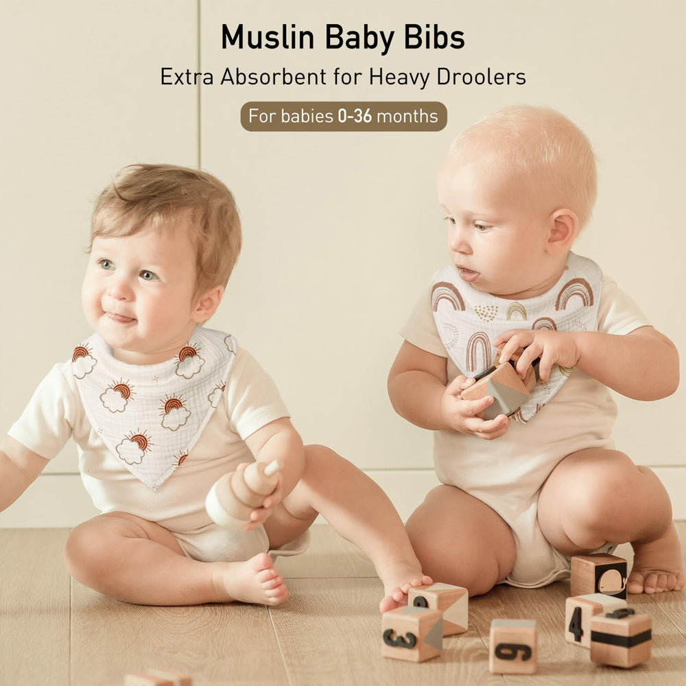 CIVARUA KIDS muslin bibs adjustable snaps demonstrating growth from 0 to 36 months