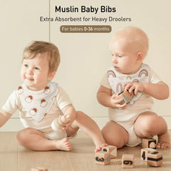 CIVARUA KIDS muslin bibs adjustable snaps demonstrating growth from 0 to 36 months