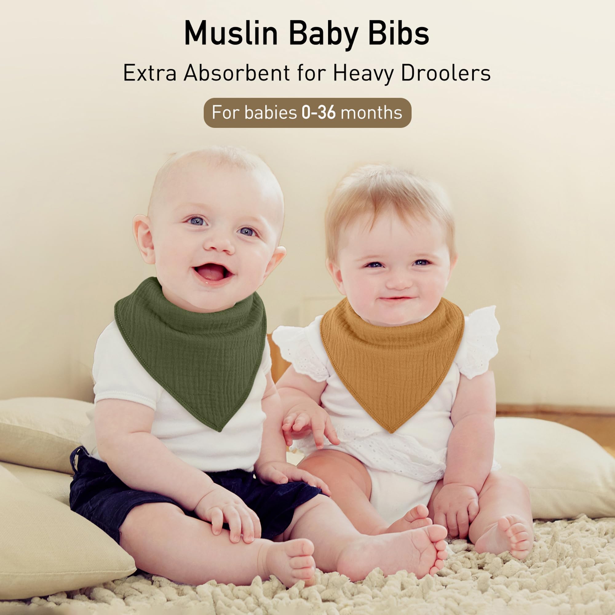 CIVARUA KIDS Muslin bibs nickel-free snaps close-up highlights adjustable sizing.