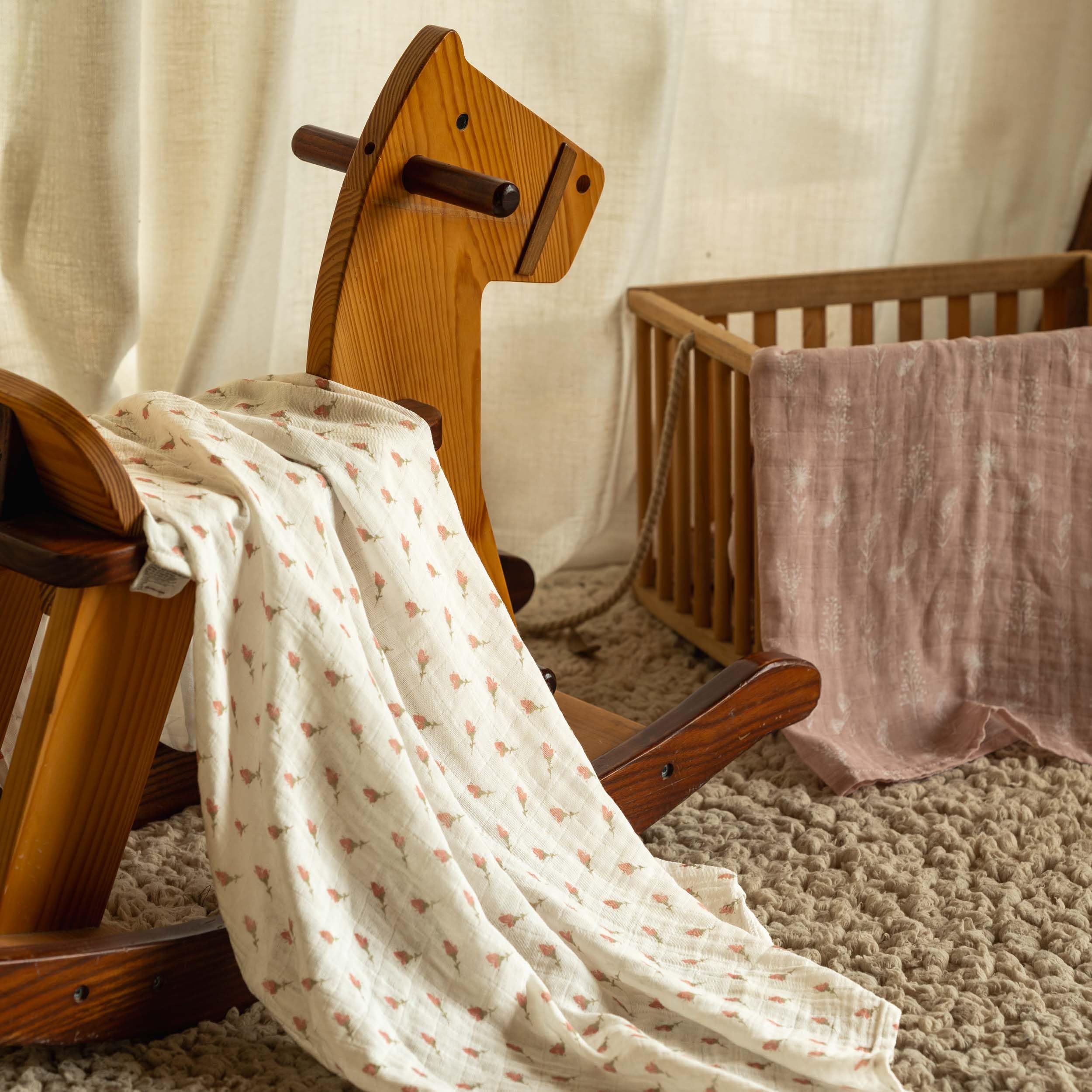 Civarua Kids flowers-swaddle blanket—large 31.5x43.3 inches for wrapping shoulders to feet.