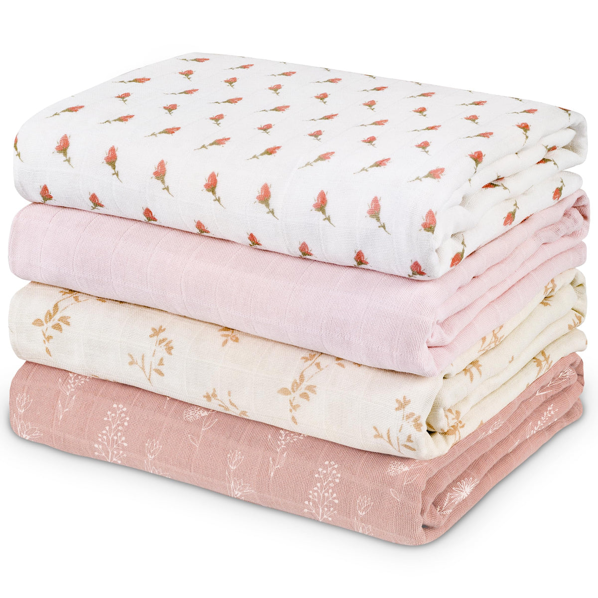 Civarua Kids flowers-pack swaddle blankets—soft breathable fabric for newborn comfort.