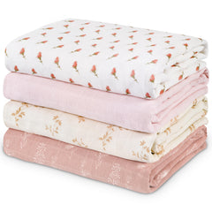 Civarua Kids flowers-pack swaddle blankets—soft breathable fabric for newborn comfort.