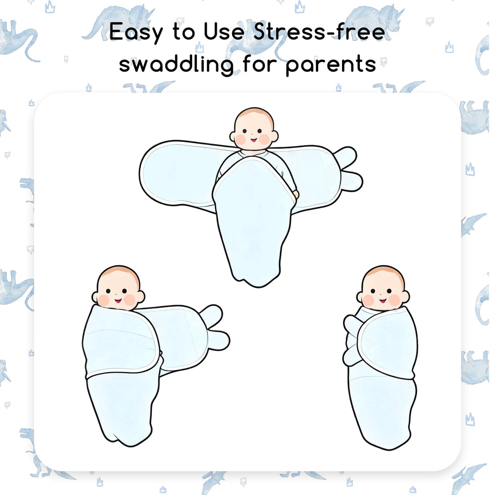 Civarua Kids swaddle blue dinosaur sleep utility promotes calm nights and easier settling.