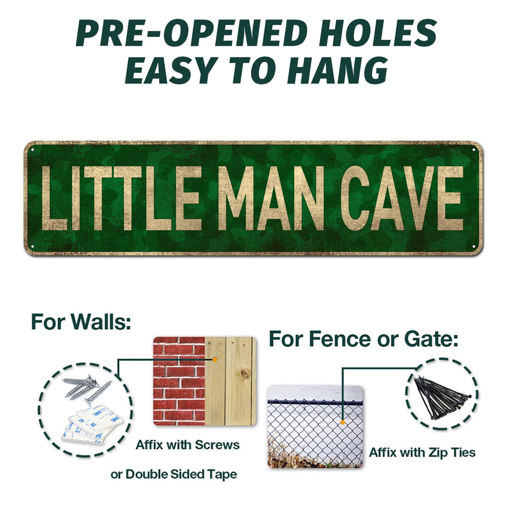 CIVOTIL Little Man Cave sign closeup reveals vibrant UV print on aluminum.