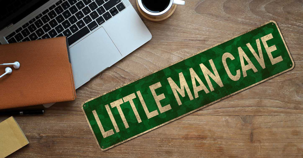 CIVOTIL Little Man Cave sign edge safety and pre-punched holes for easy installation.