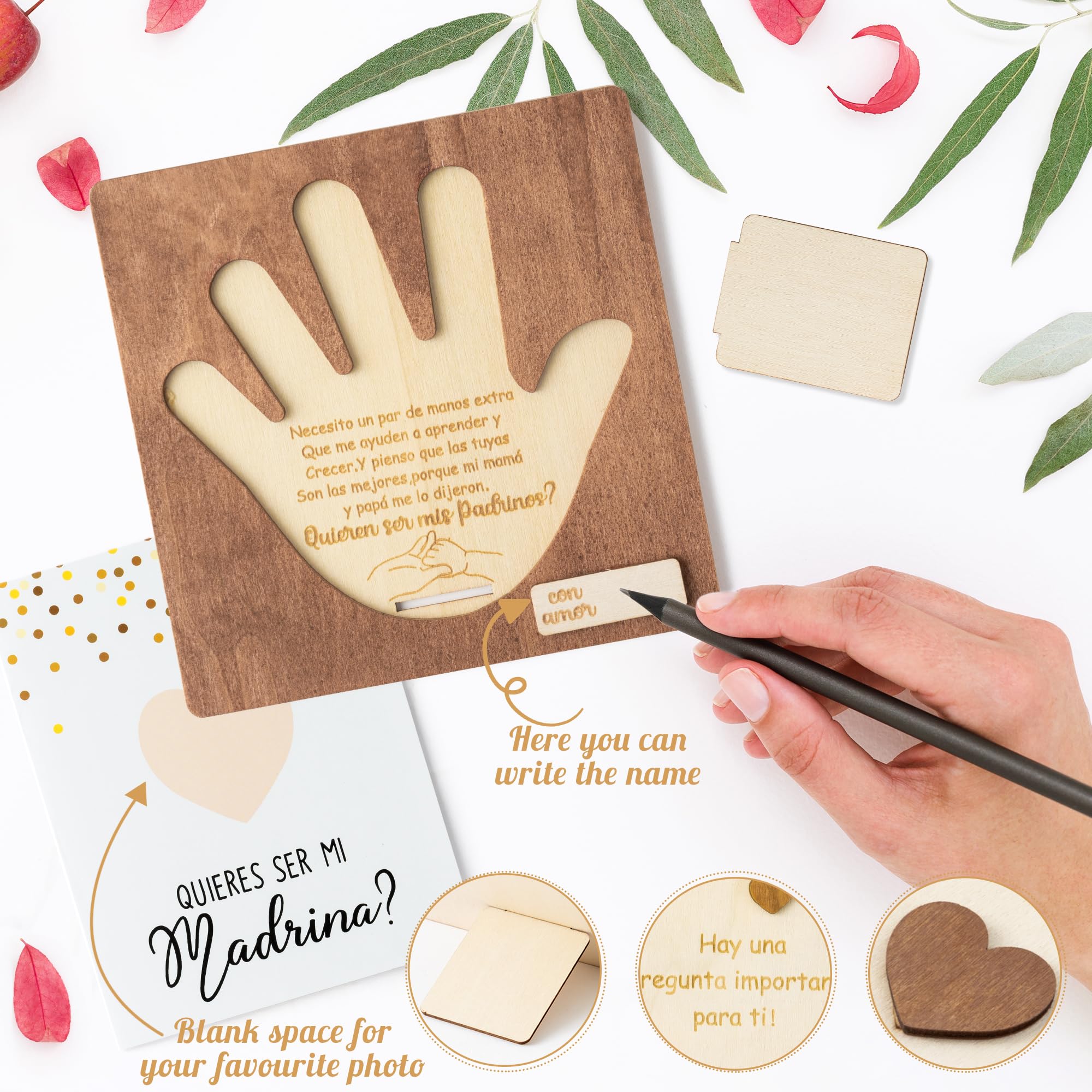 CJiangpo wooden godparents sign 5x5 decor and invitation
