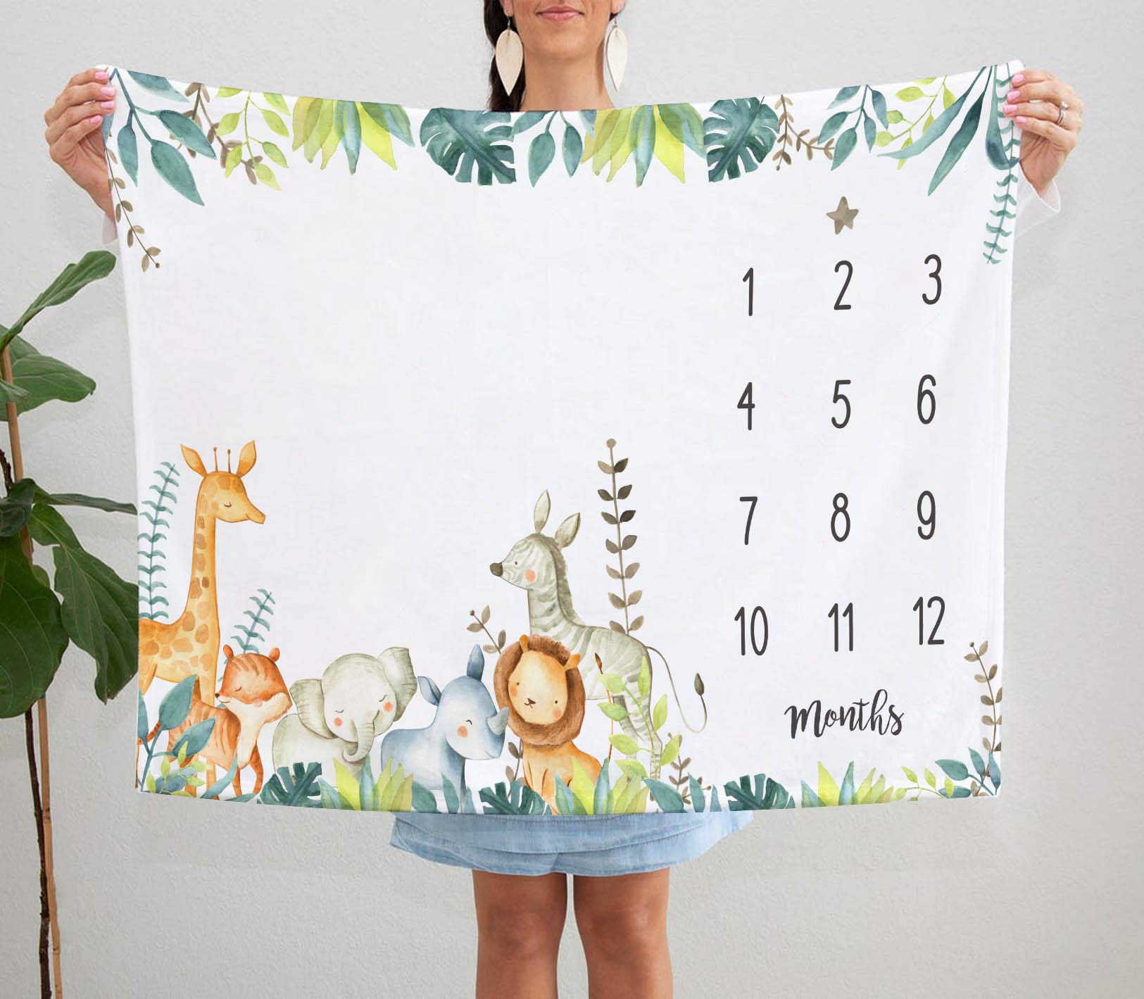 Ckewfaz Popfavors Yuzioey Safari blanket close-up shows durable printing and smooth fabric.
