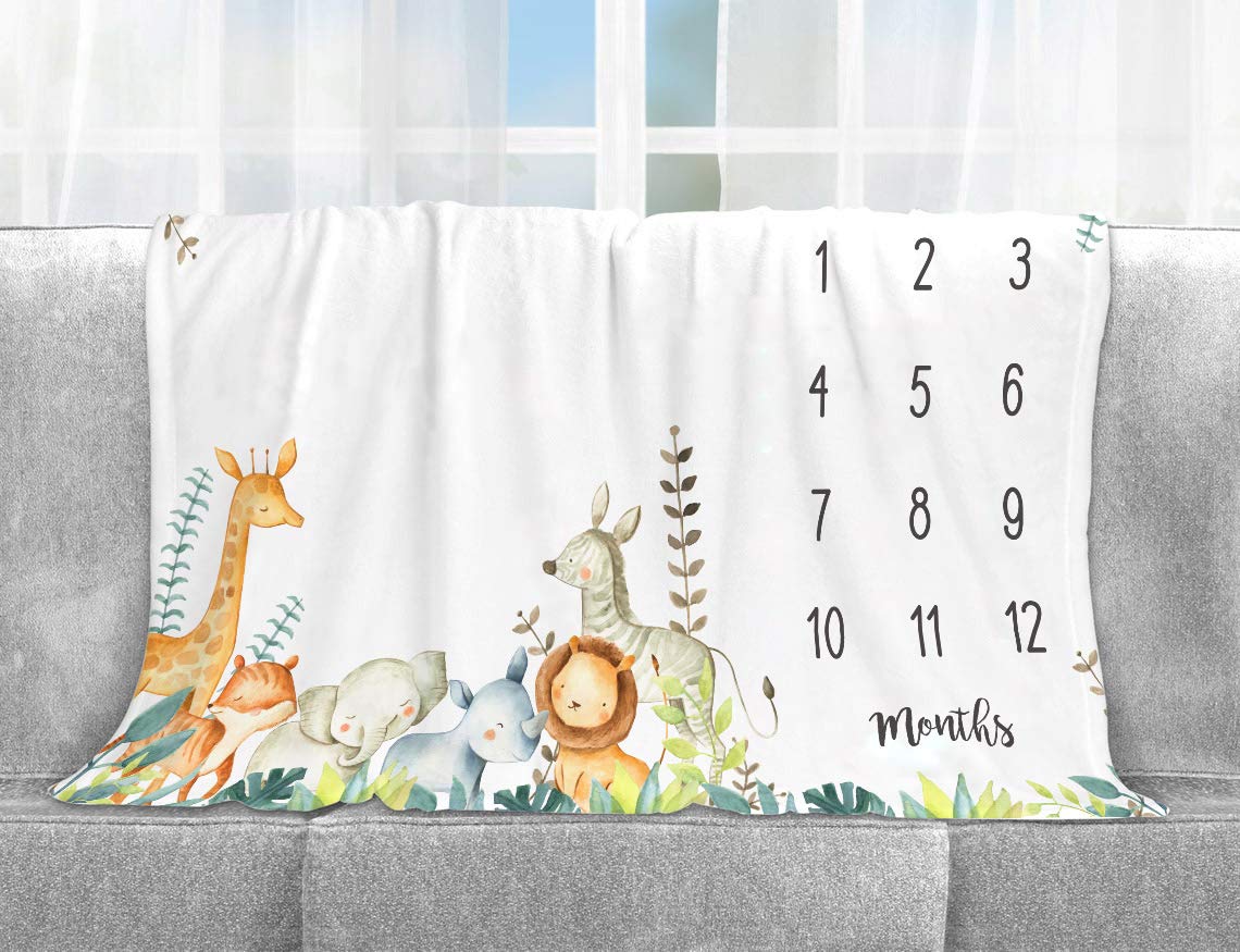 Ckewfaz Popfavors Yuzioey Safari blanket size comparison helps planning nursery layouts.