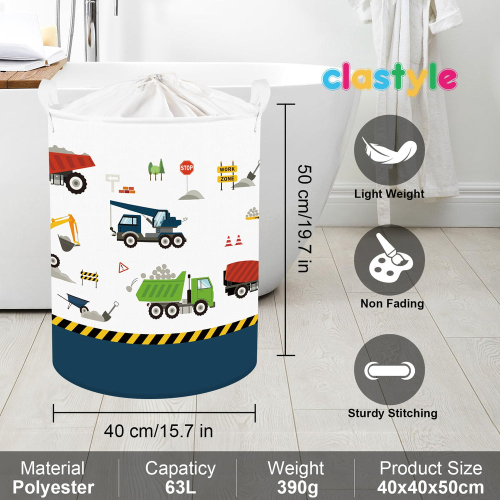 Clastyle 63L hamper shown in bathroom or bedroom for kid-friendly laundry.