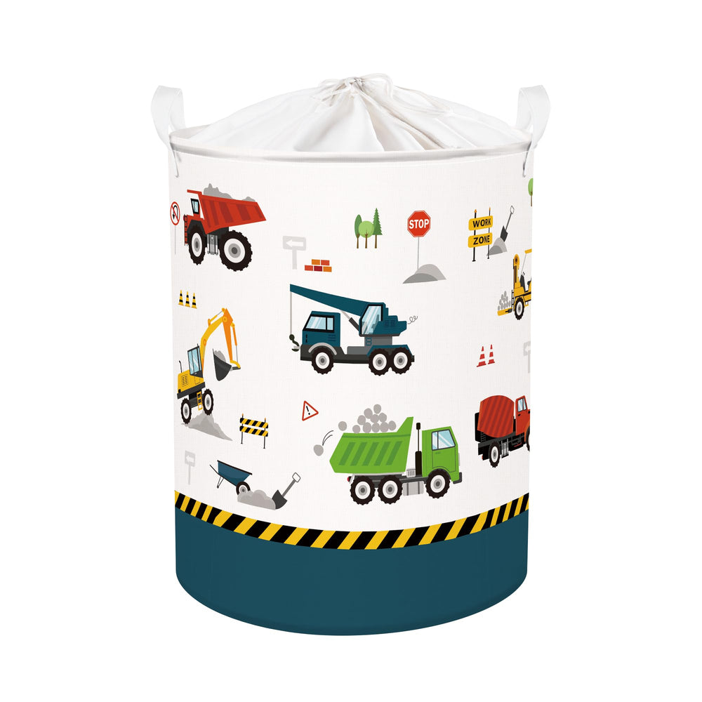 Clastyle 63L construction truck hamper front view showing large capacity for toys and clothes.