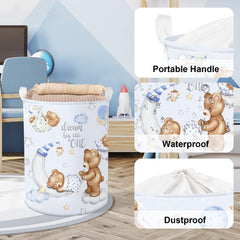 Clastyle blue hamper with waterproof PE coating for easy cleaning.