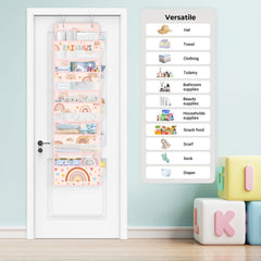 Clastyle Boho Rainbow door organizer mesh window detail facilitates quick item identification