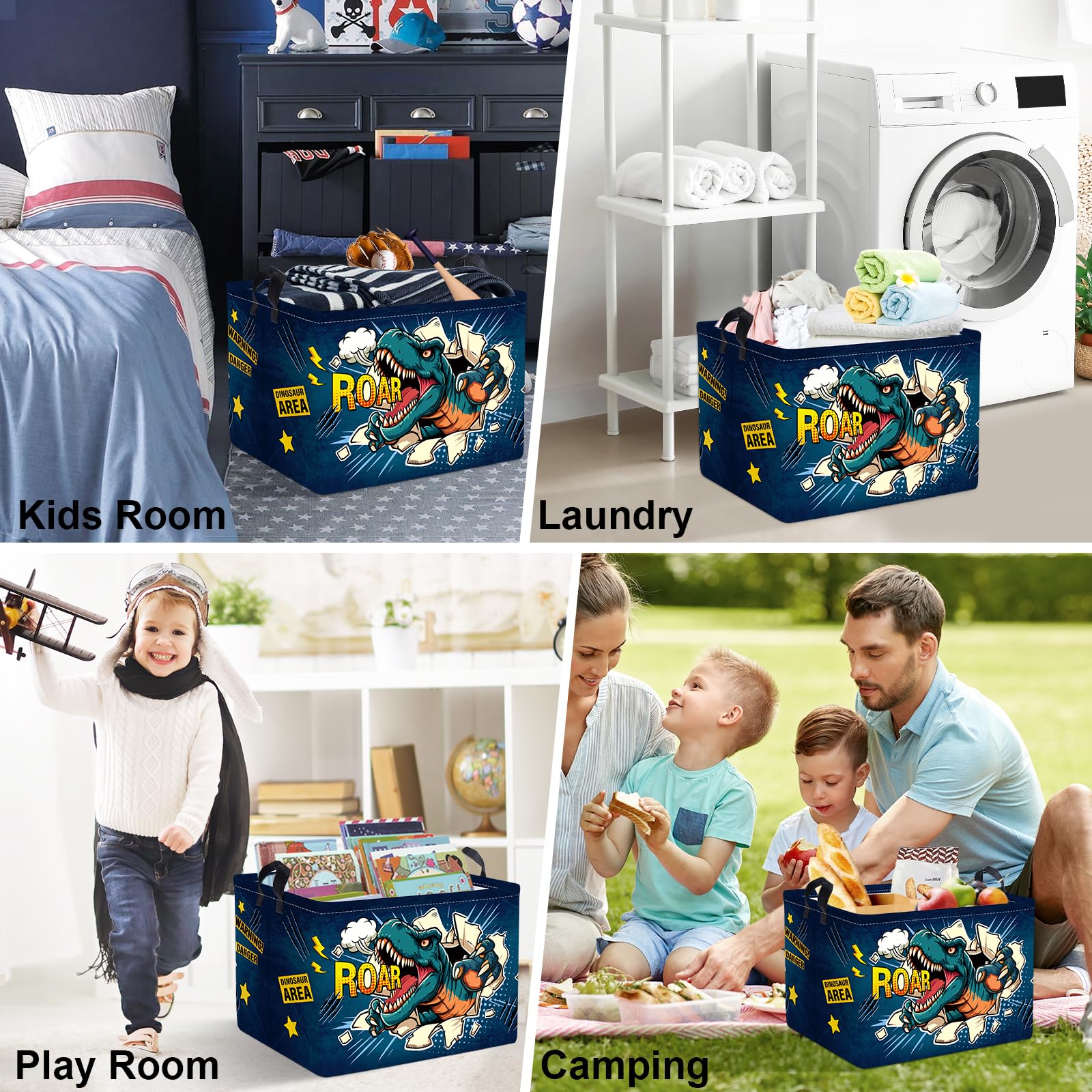 Claststyle dinosaur gift nursery basket enhances baby room decor while staying organized.