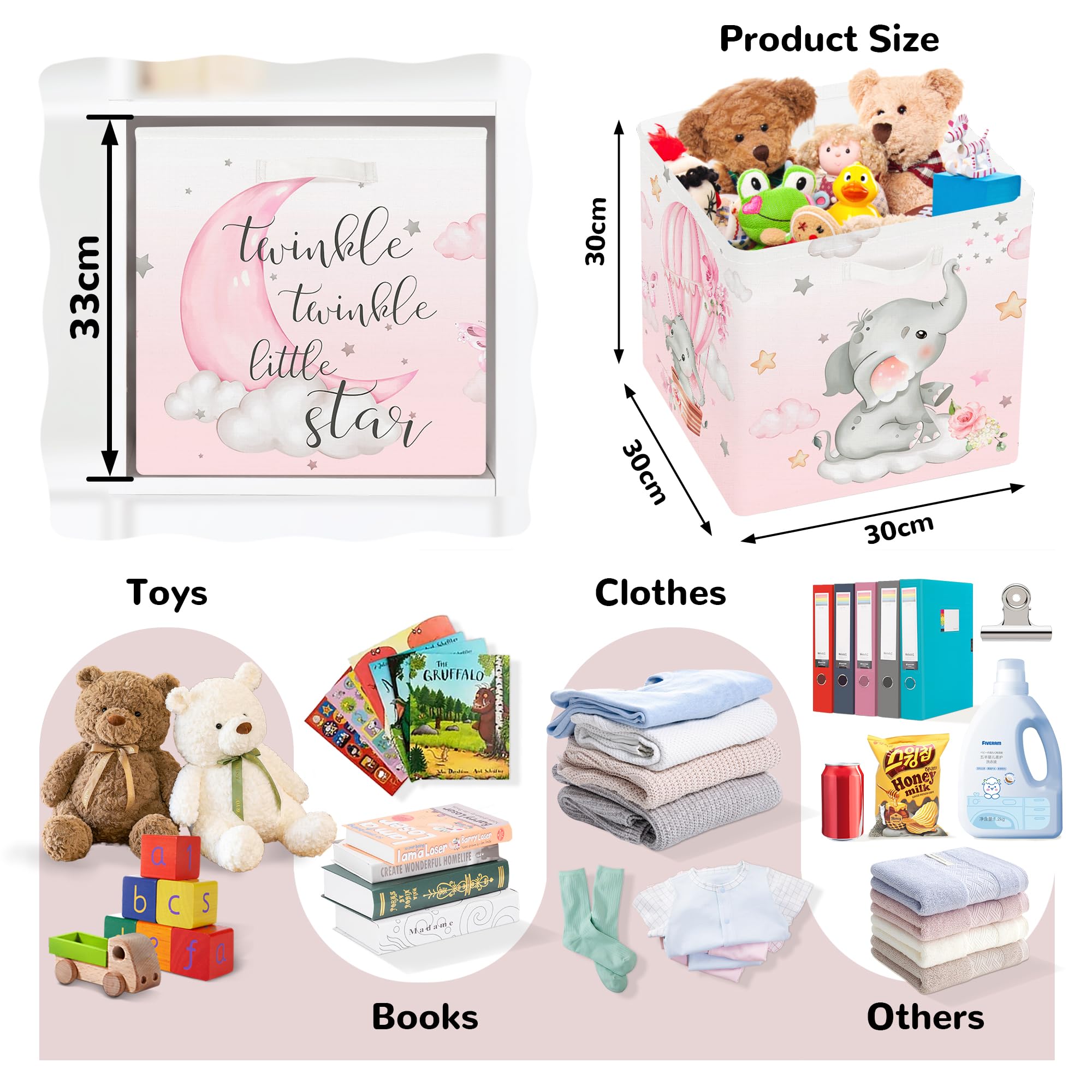 Clastyle Dreamy-animal cube-bin features balloons for playful shelf organization