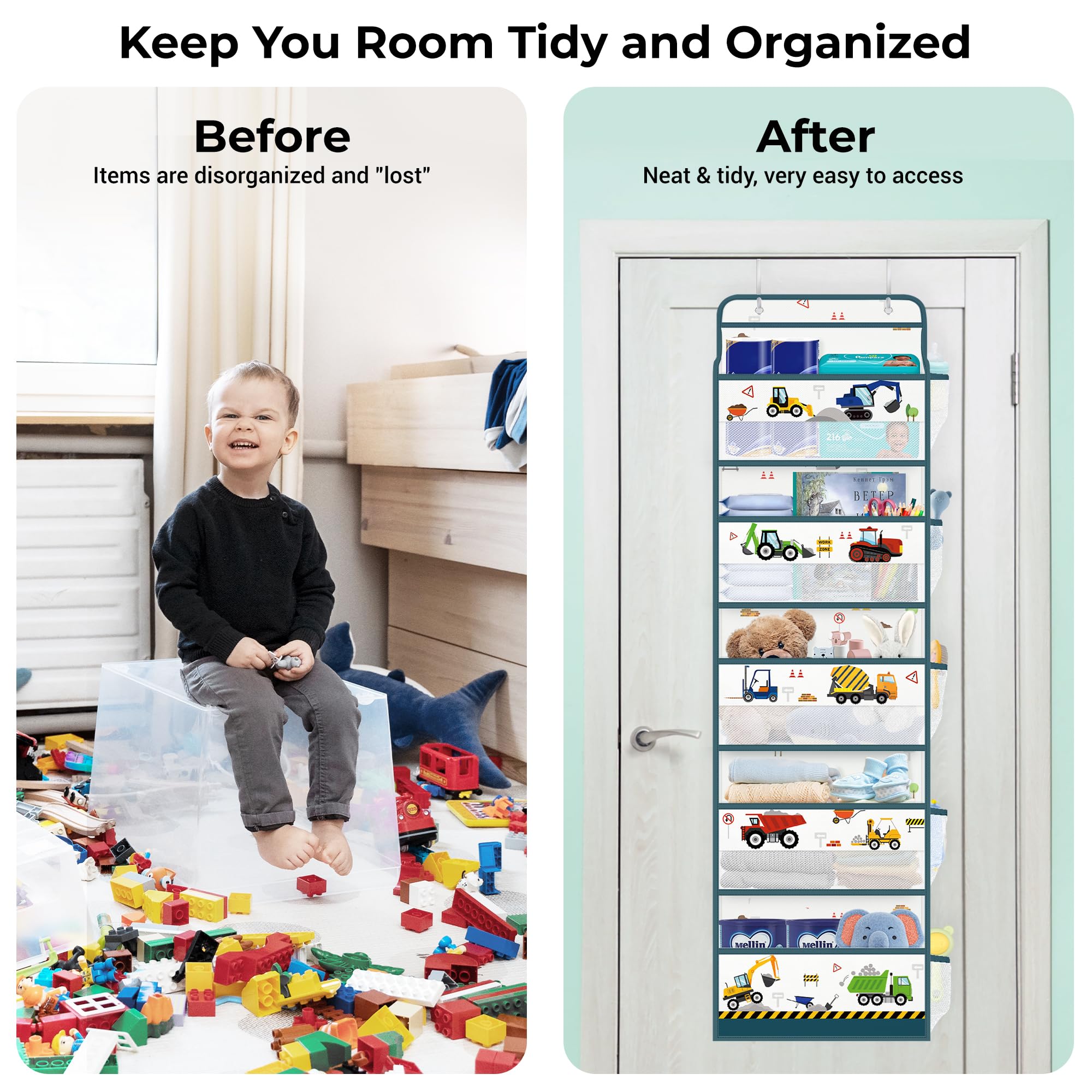Clastyle Excavator door organizer easy assembly with sturdy bottom inserts