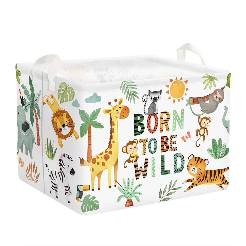 Clastyle 36L basket top view shows tropical animal design ideal for kid-friendly storage.