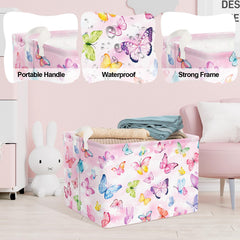 Clastyle 36L pink Dreamy Butterfly Basket closeup-frame highlights waterproof coating for quick cleaning.