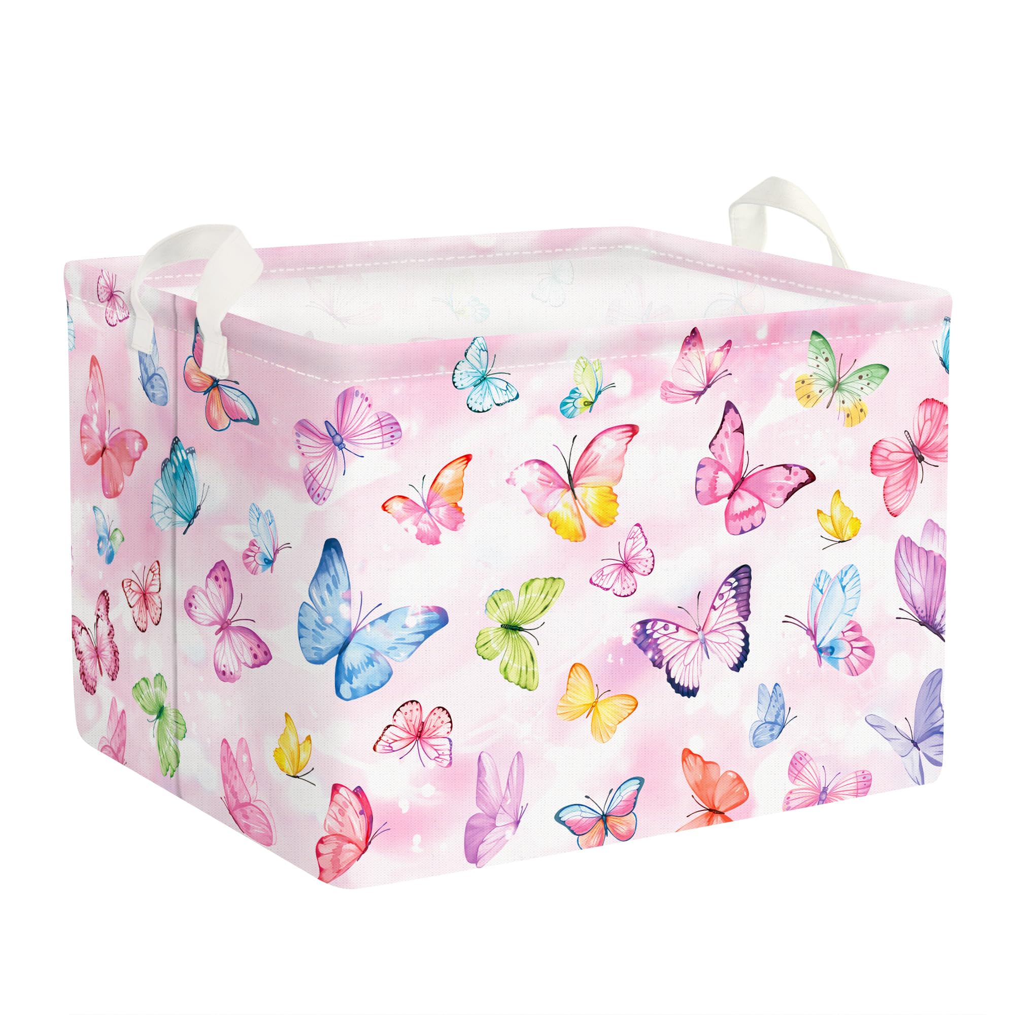 Clastyle 36L pink Dreamy Butterfly Basket overview for tidy toy and clothes storage.
