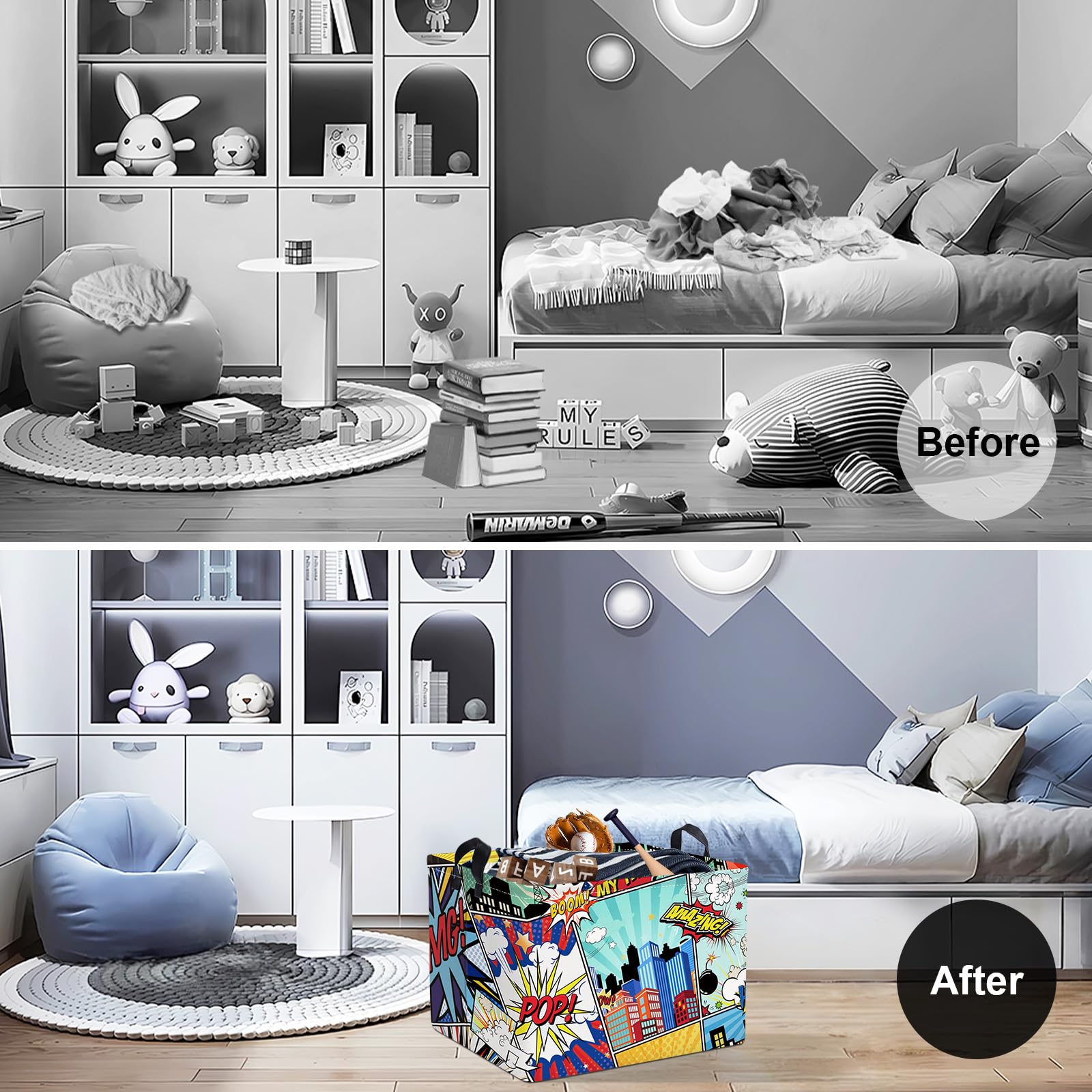 Clastyle 36L collapsible basket folds flat for compact storage and quick cleanup.