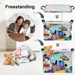 Clastyle 36L blue comics hero basket stores stuffed animals and books neatly.