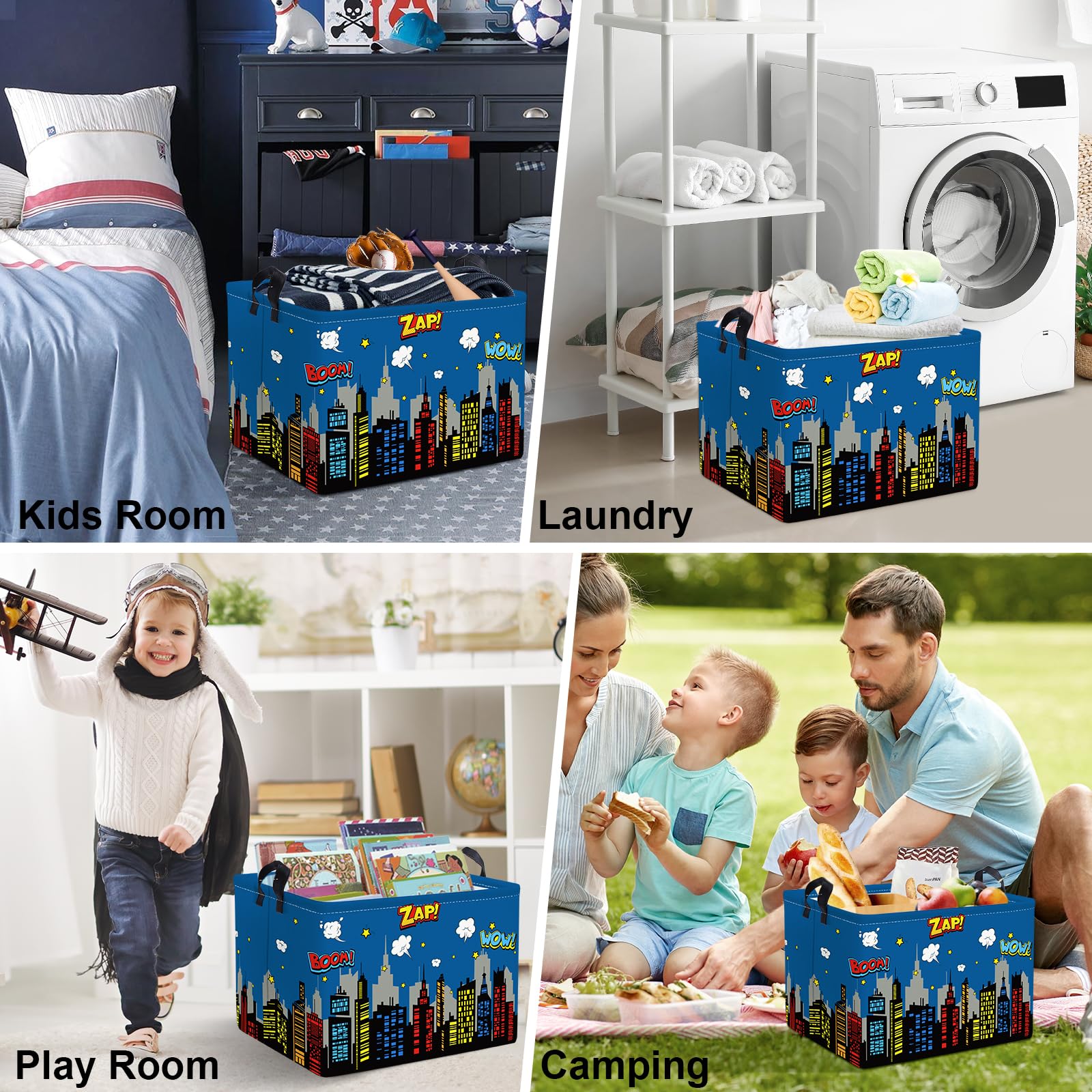 Clastyle 36L soft-sided bin with handle eases transport and playtime cleanup